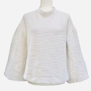 ⭐️Bishop + Young⭐️White Long Bell Sleeve Crop Top Sweater Blouse Shirt Women's M